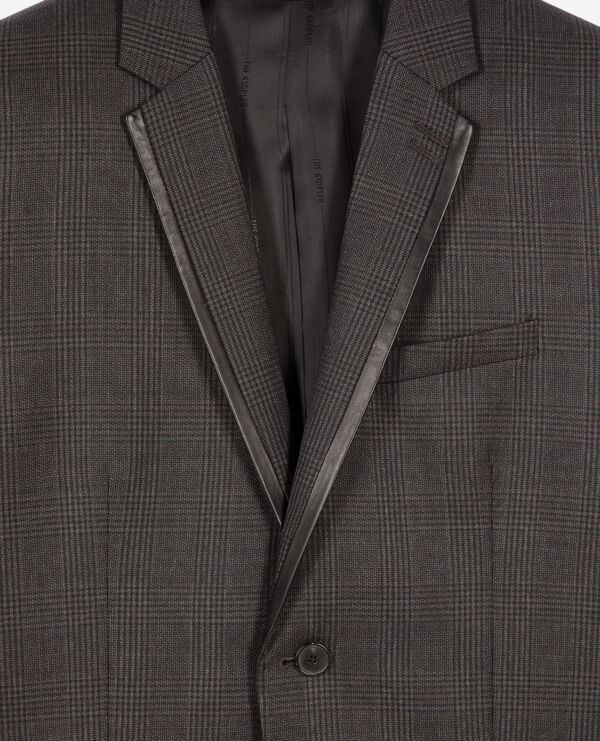 The Kooples HOMME DARK GREY veste de costume en laine prince de galles grise