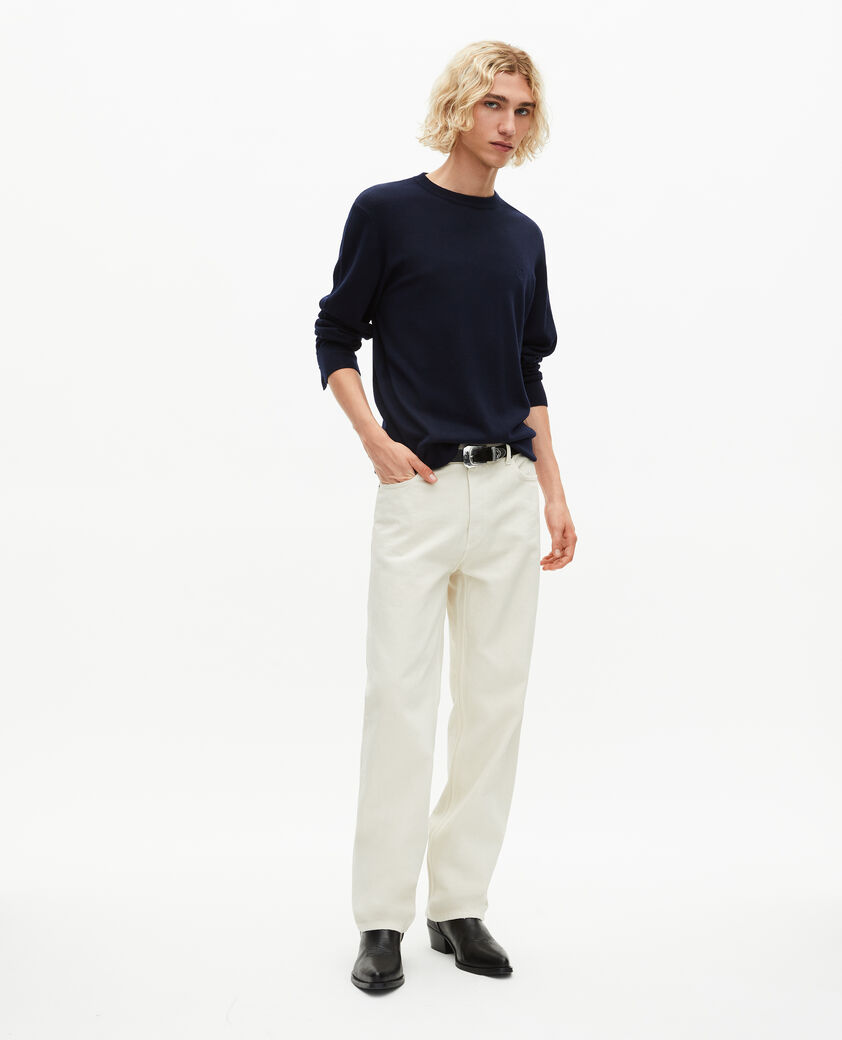 The Kooples HOMME NAVY pull col rond en laine mérinos marine