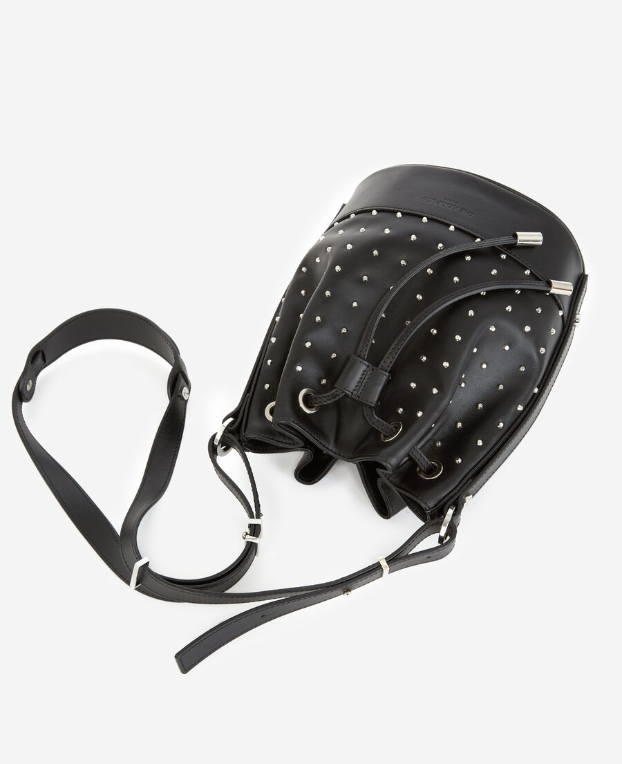 studded medium tina bag in black leather