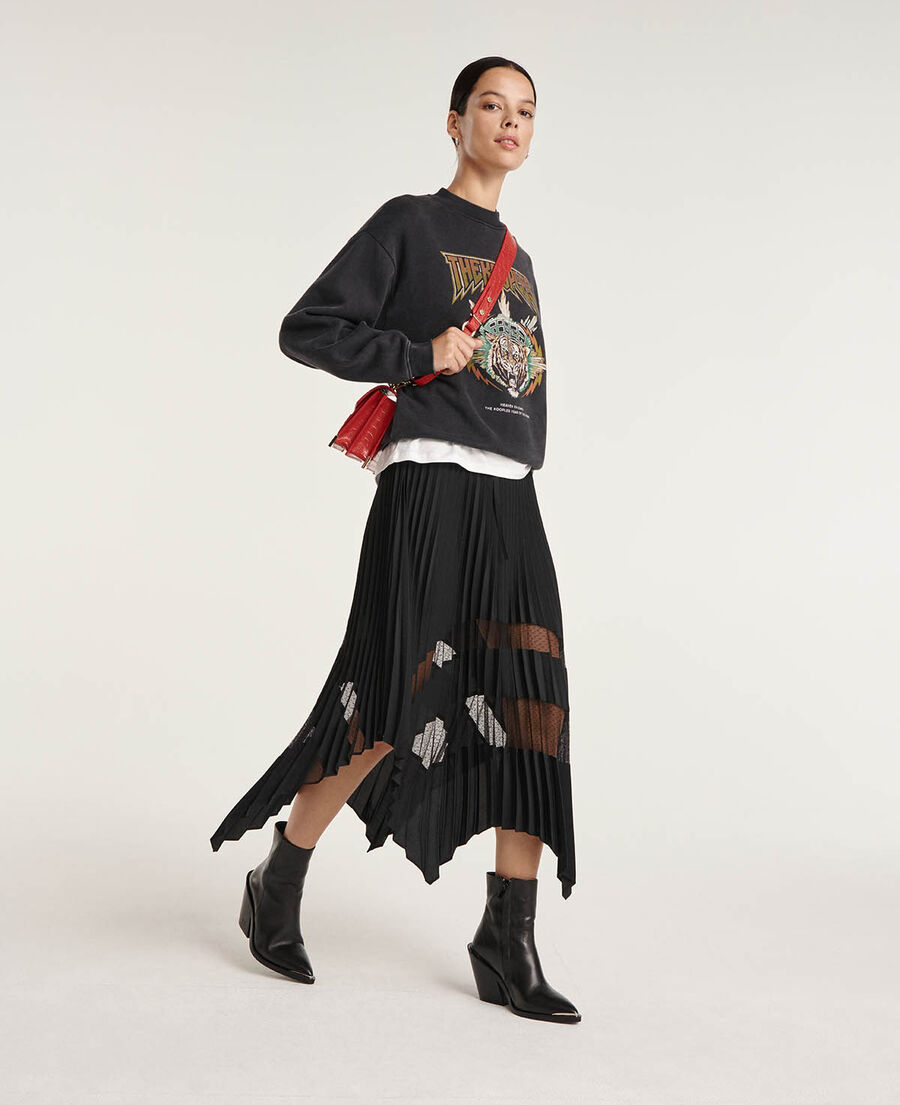 Sweat noir délavé à imprimé tigre | The Kooples