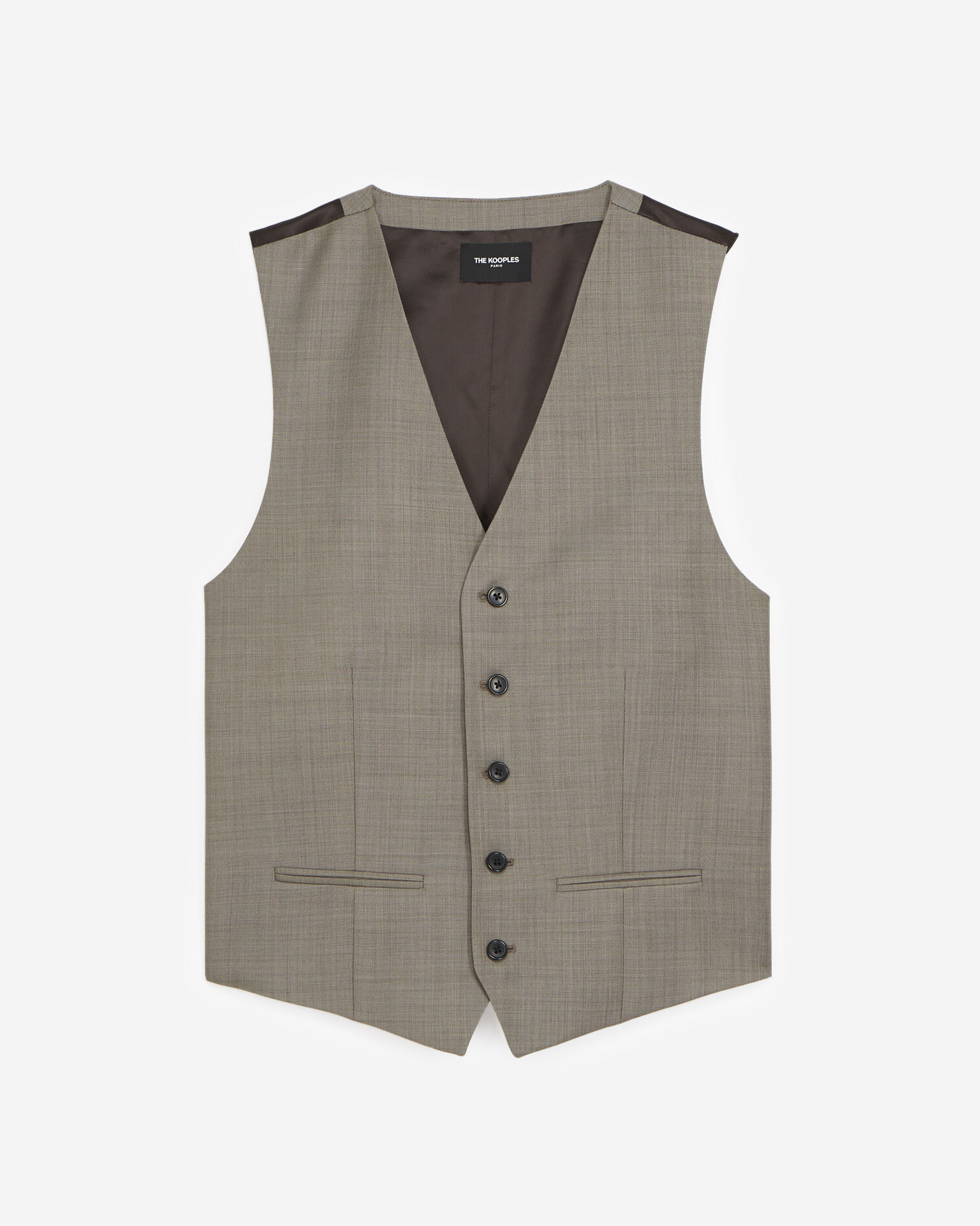 Beige waistcoat in wool with buttons, BEIGE, hi-res image number null