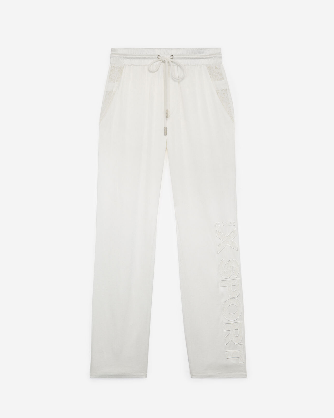 The Kooples WOMEN ECRU flowing white trousers with lace finish