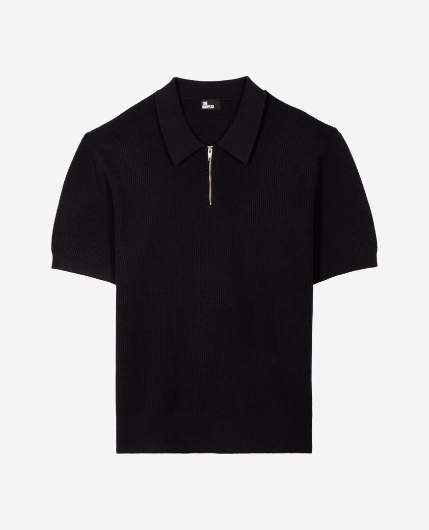 The Kooples HOMME DARK NAVY pull col polo &agrave; zip marine