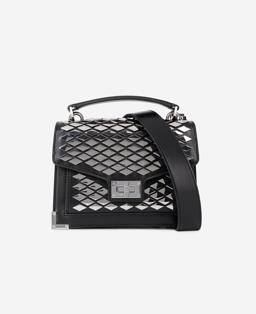 The Kooples FEMME BLACK sac emily small en cuir noir avec clous 