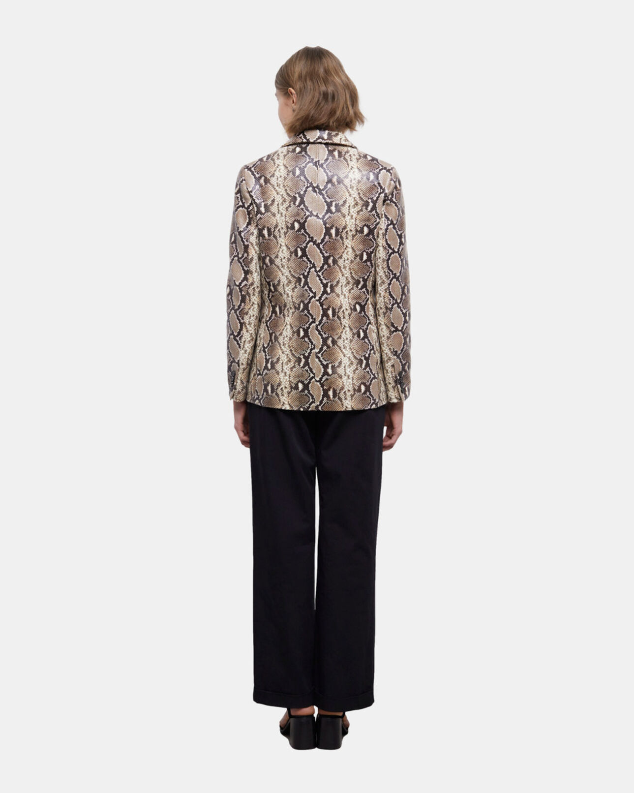 The Kooples WOMEN PYTHON BEIGE snakeskin-effect leather jacket
