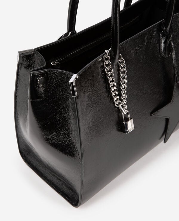 The Kooples FEMME BLACK sac cabas ming en cuir noir