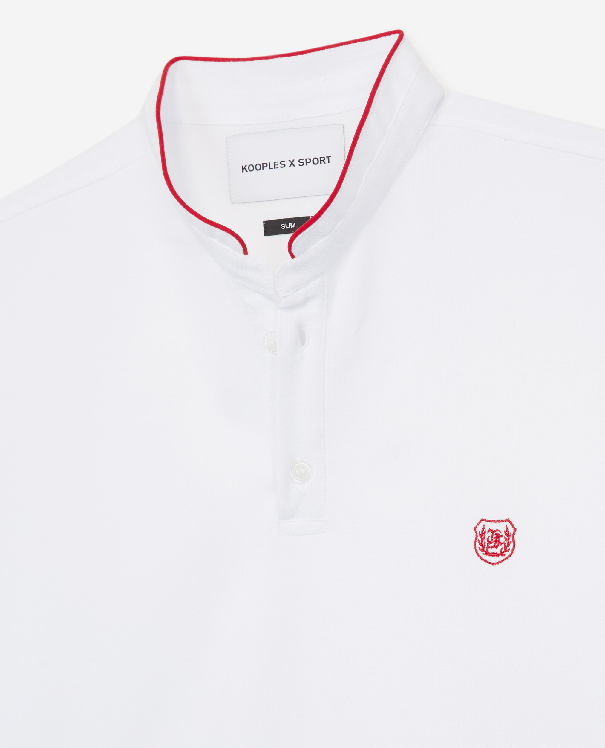Weißes Poloshirt mit rotem Logo, WHITE / FIRED RED, hi-res image number null