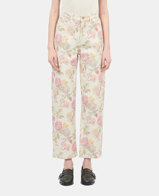 The Kooples F ECRU floral printed boyfriend jeans