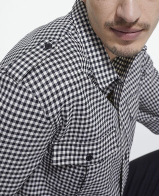 The Kooples HOMME BLACK WHITE chemise col classique en laine à carreaux