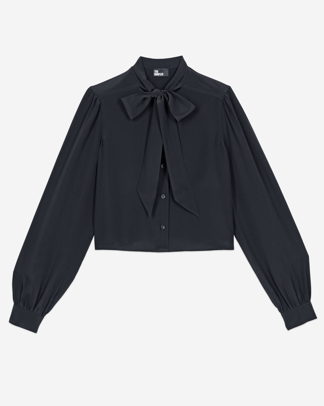The Kooples FEMME BLACK chemise courte en soie noire