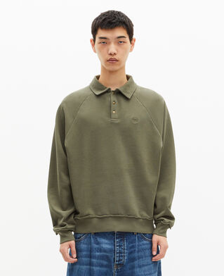 The Kooples HOMME KAKI sweatshirt col polo kaki
