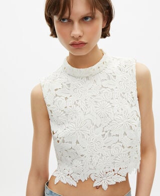 The Kooples F ECRU ecru floral lace top