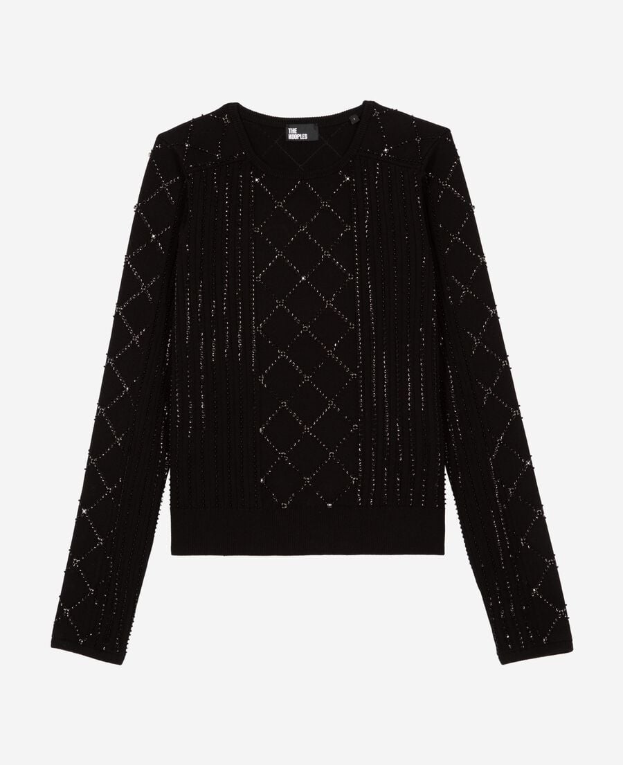 The Kooples FEMME BLACK pull avec strass et perles noir