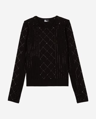 The Kooples FEMME BLACK pull avec strass et perles noir