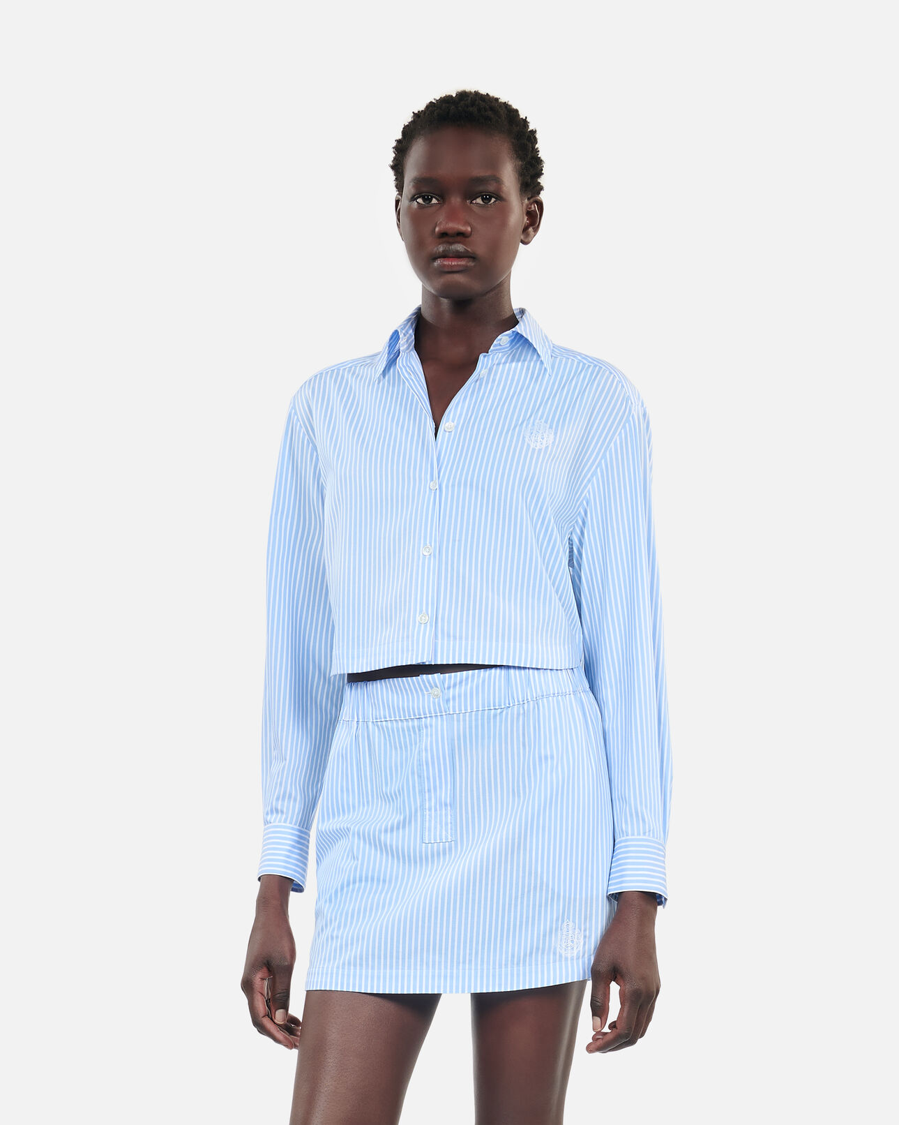 The Kooples WOMEN BLUE WHITE short striped shirt