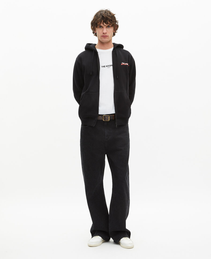 The Kooples HERREN BLACK was ist ein schwarzes kapuzen-sweatshirt mit reißverschluss