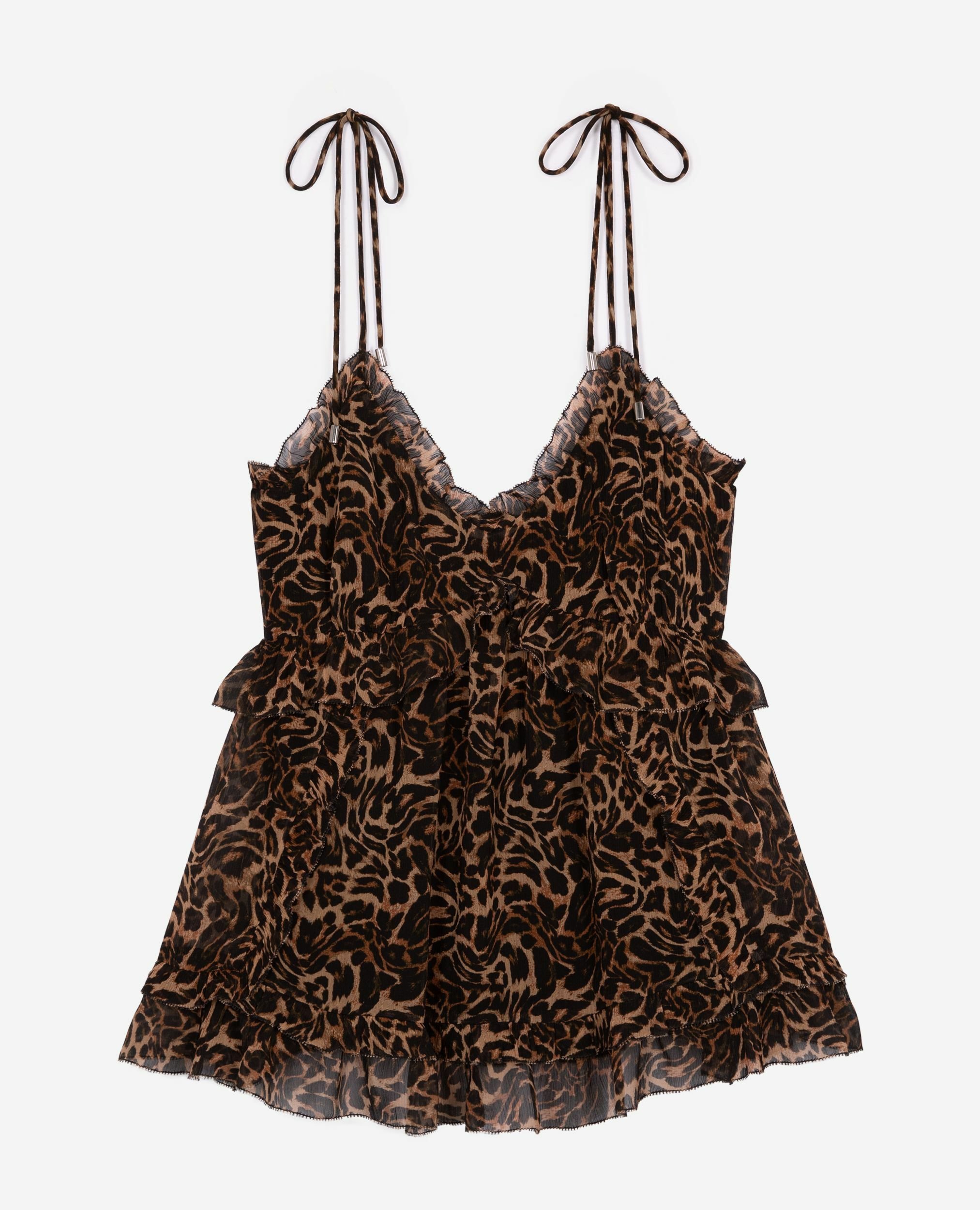 Top with leopard print ruffles, LEOPARD, hi-res image number null