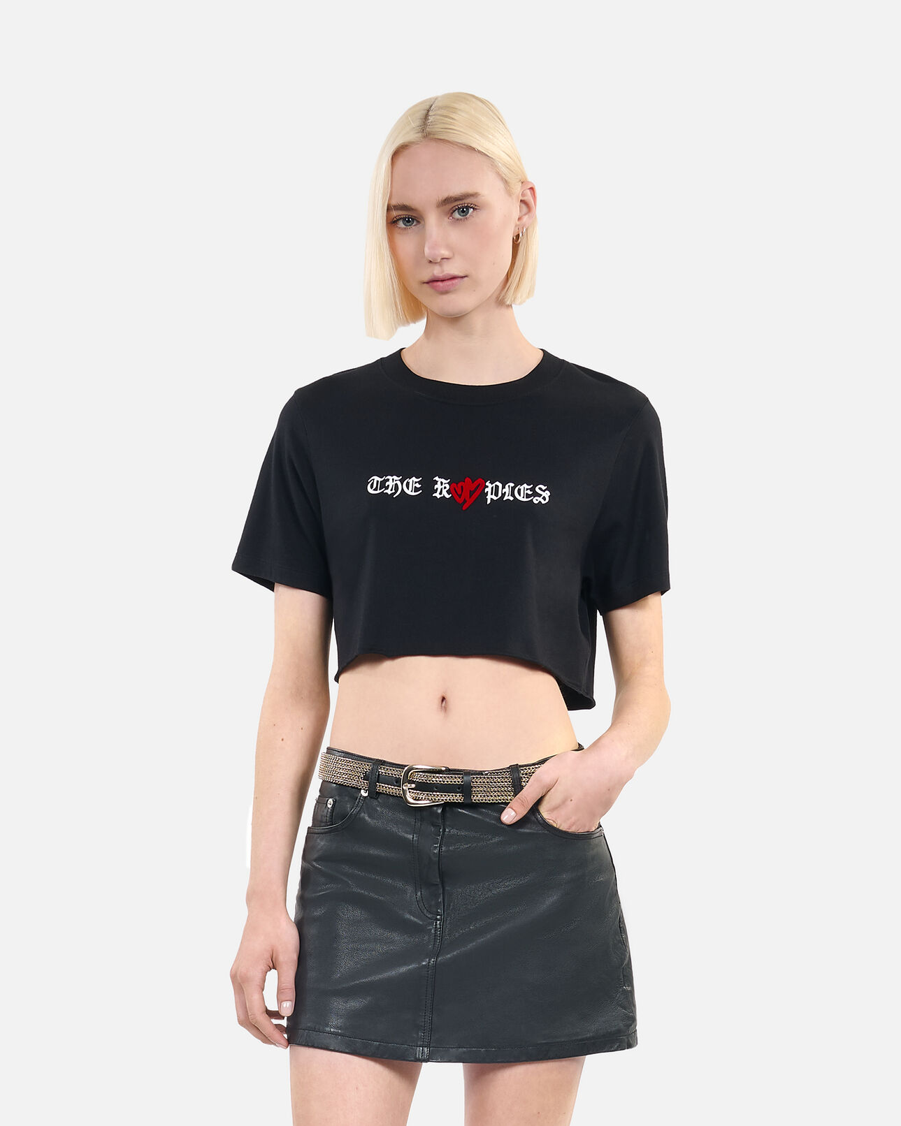 The Kooples FEMME BLACK t-shirt court avec sérigraphie noir