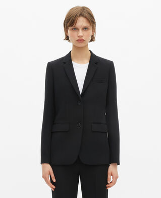 The Kooples FEMME BLACK veste tailleur en crêpe noire coupe structurée