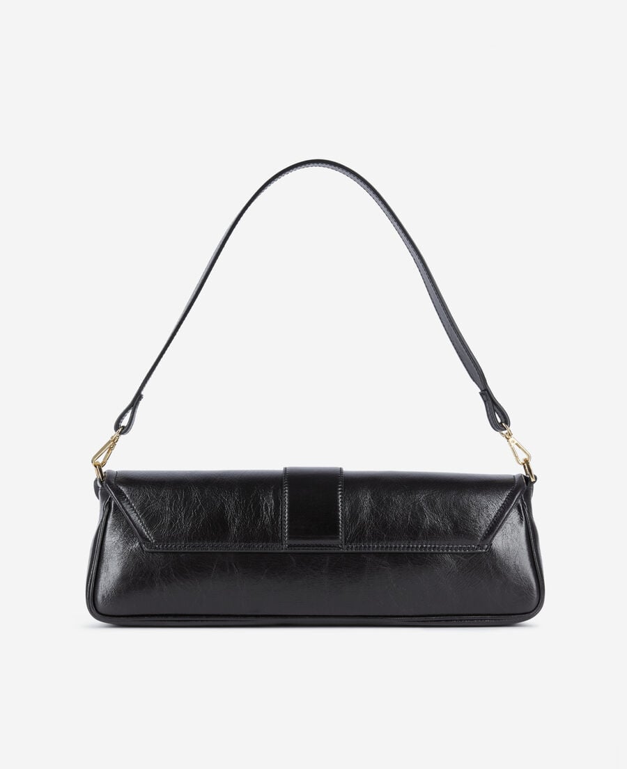 The Kooples DAMEN BLACK lange, schwarze pochette aus leder