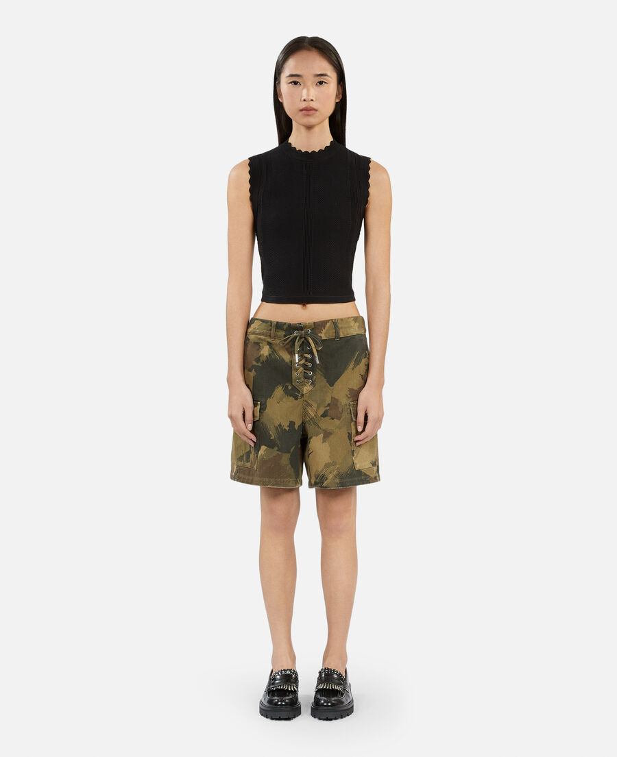 camouflage denim shorts