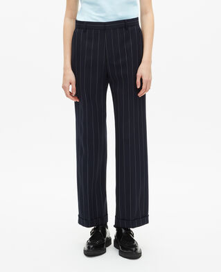The Kooples WOMEN NAVY straight-leg wool blend tennis stripe tailored pants