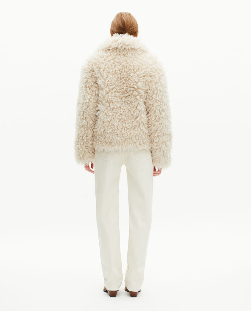 The Kooples FEMME ECRU manteau court effet fourrure &eacute;cru