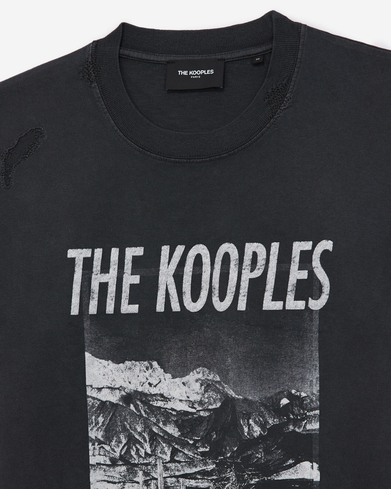 The Kooples HOMME BLACK WASHED t-shirt gris coton à imprimé montagne