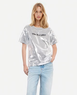 The Kooples WOMEN SEQUINS silver sequined t-shirt