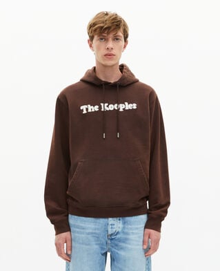 The Kooples HOMME BROWN sweatshirt &agrave; capuche avec broderie marron