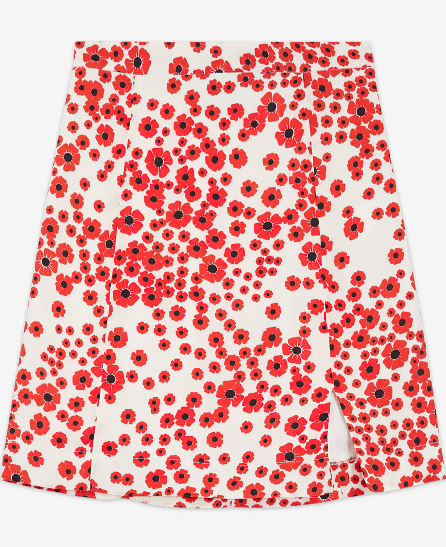 short red floral skirt