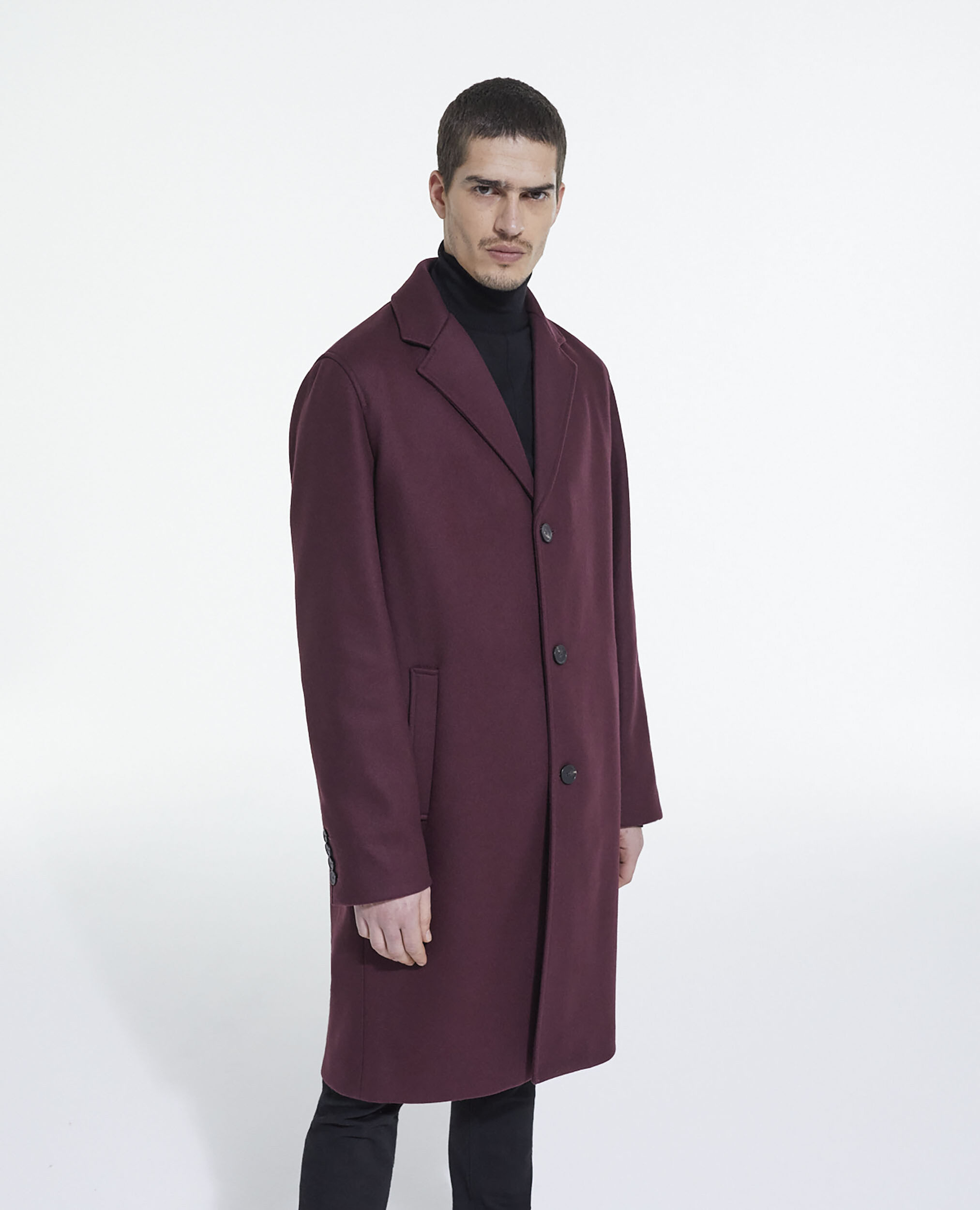 Burgundy wool coat, BURGUNDY, hi-res image number null