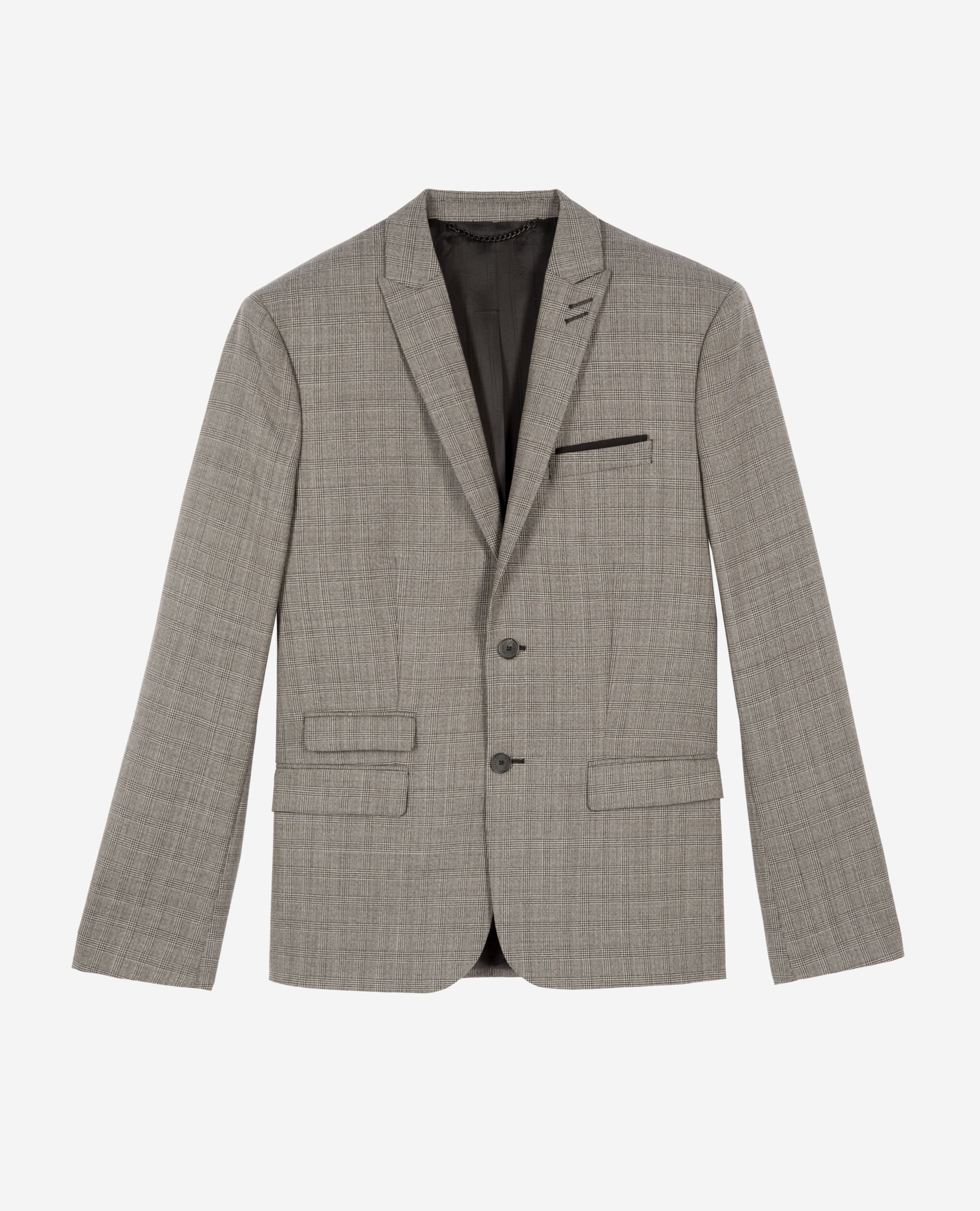 Anzugjacke aus Wolle Prince of Wales beige, BEIGE MELANGE, hi-res image number null