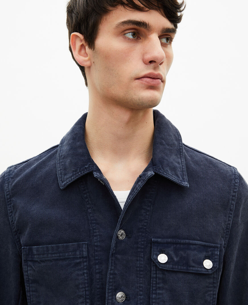 The Kooples HOMME DARK NAVY veste en coton bleu marine
