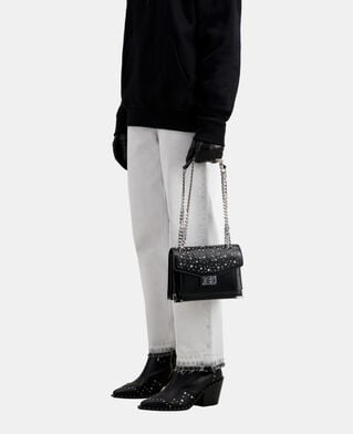 The Kooples WOMEN BLACK emily chain bag in black leather with stars