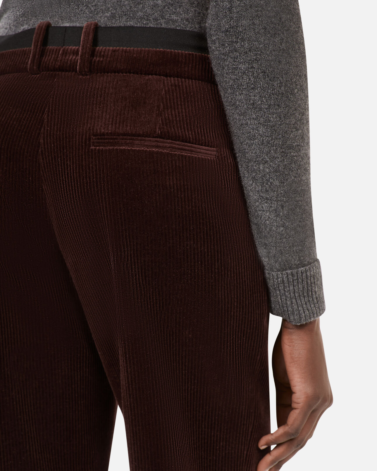 The Kooples WOMEN BROWN brown corduroy straight-leg tailored pants