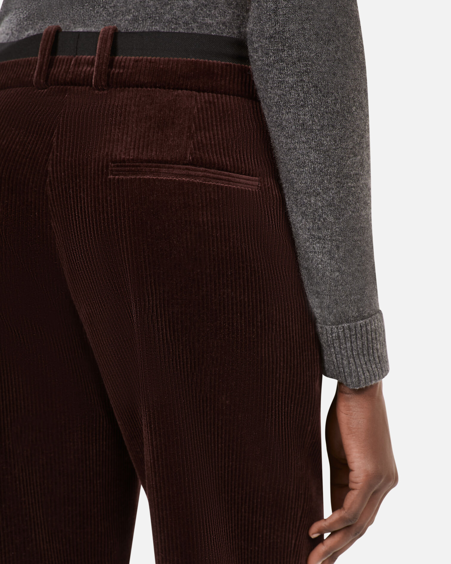 Brown corduroy straight-leg tailored pants, BROWN, hi-res image number null