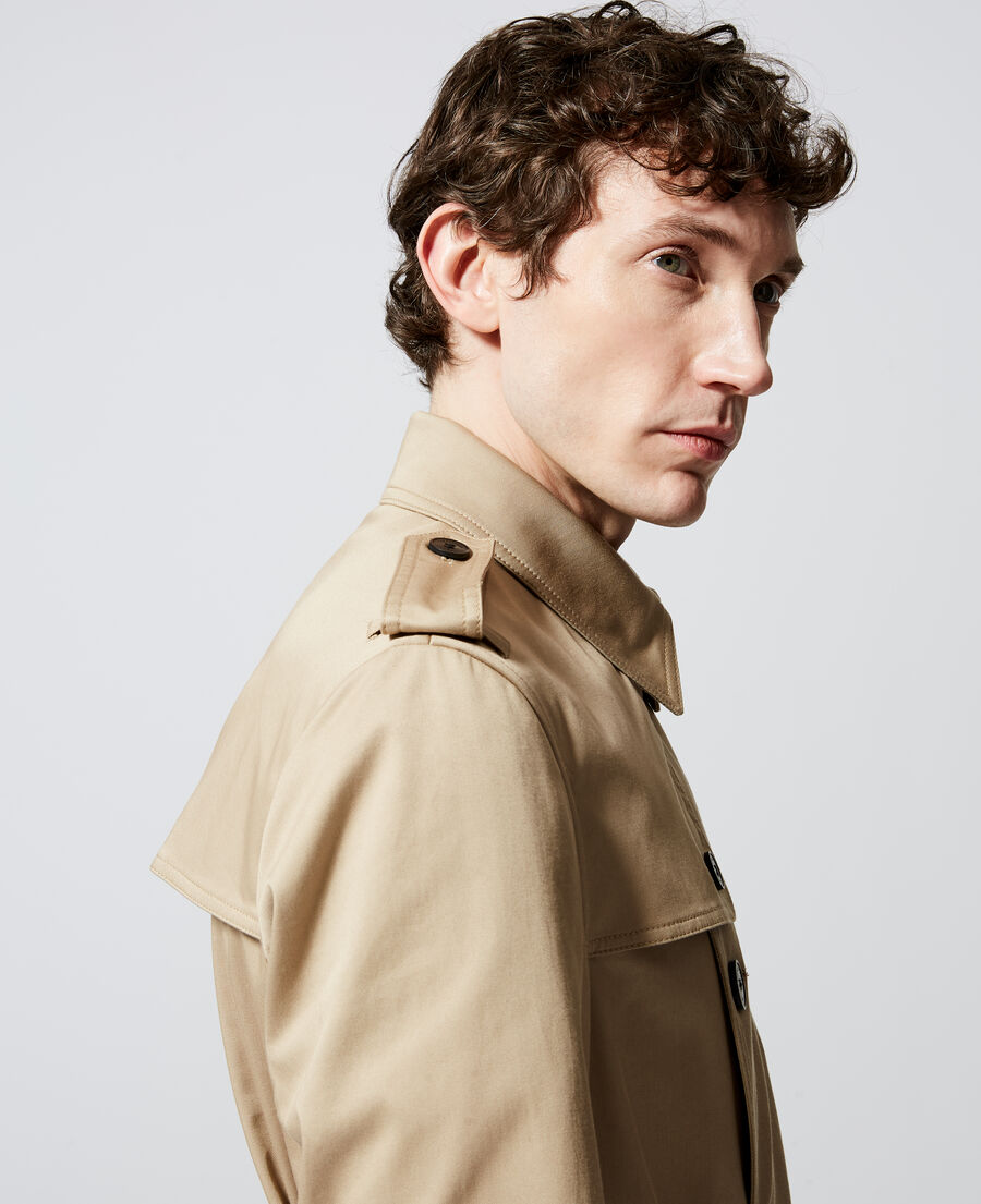 Double-breasted short beige trench coat | The Kooples