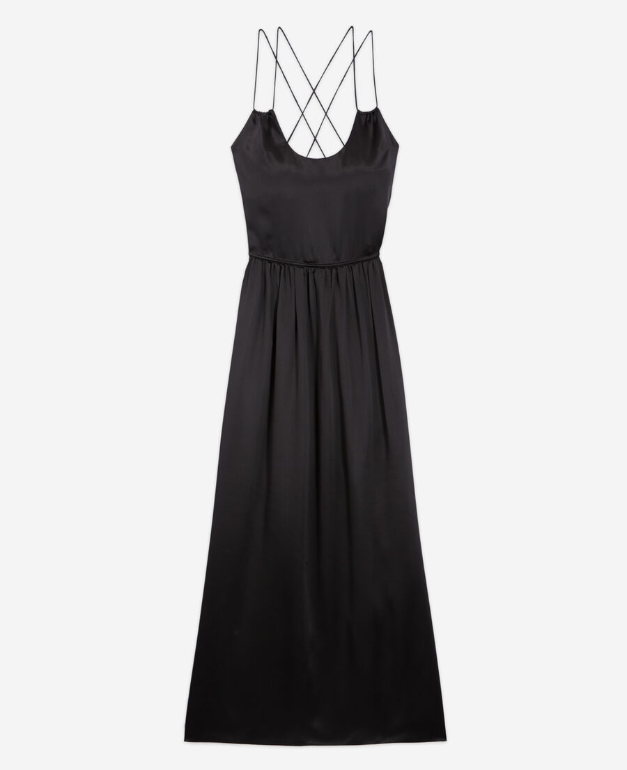 long black silk dress with thin straps