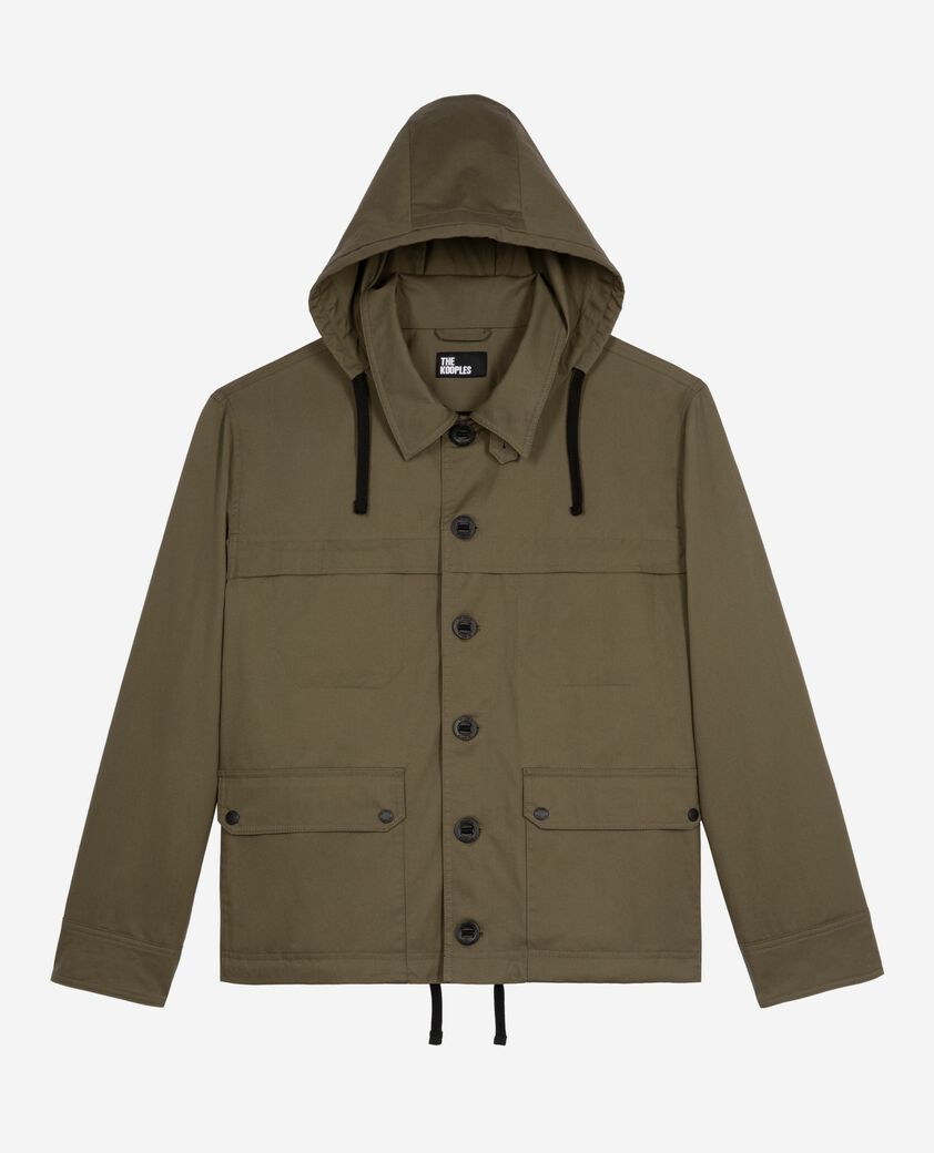 The Kooples HOMME KAKI parka courte &agrave; capuche kaki