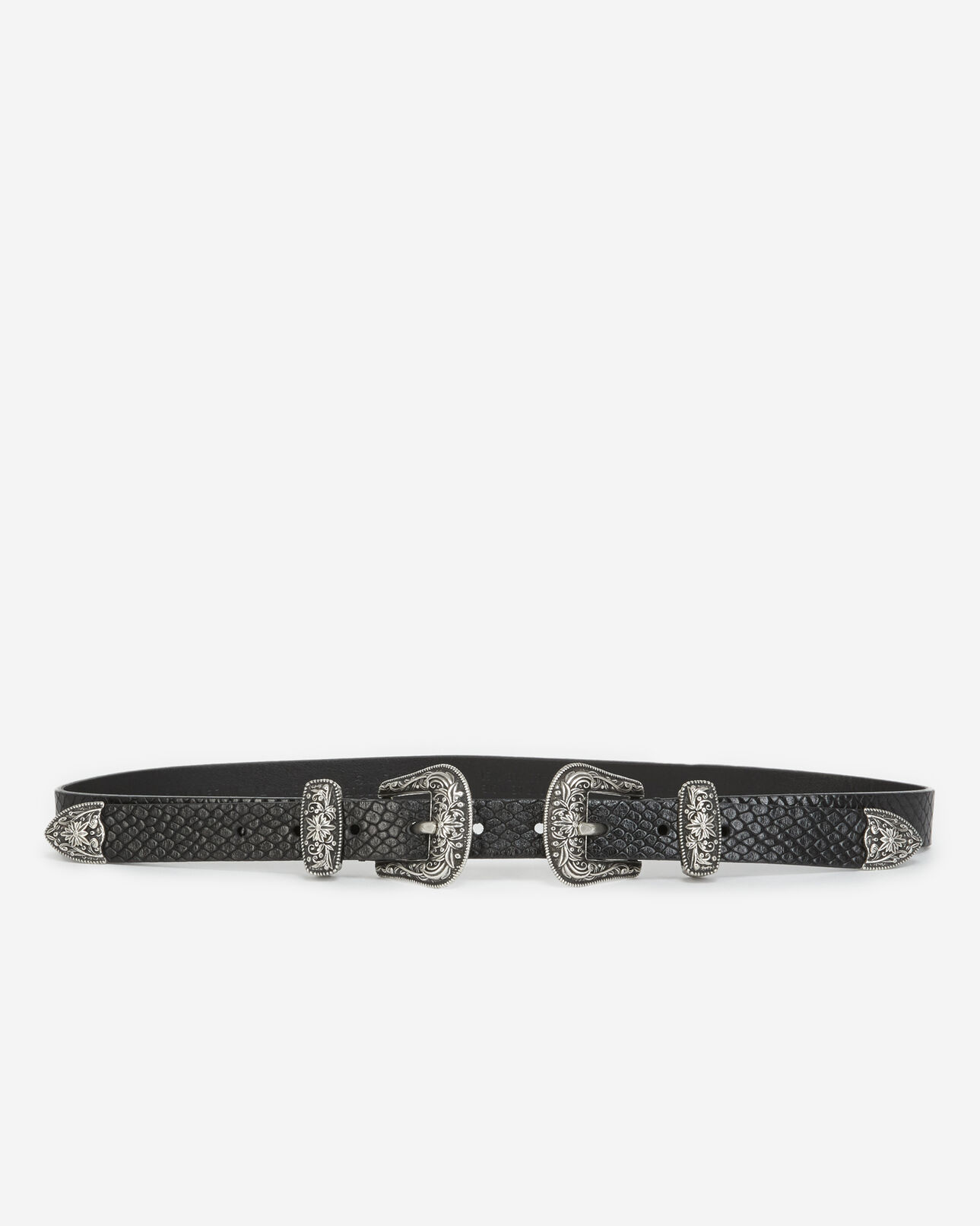 The Kooples WOMEN BLACK / SILVER women's black belt