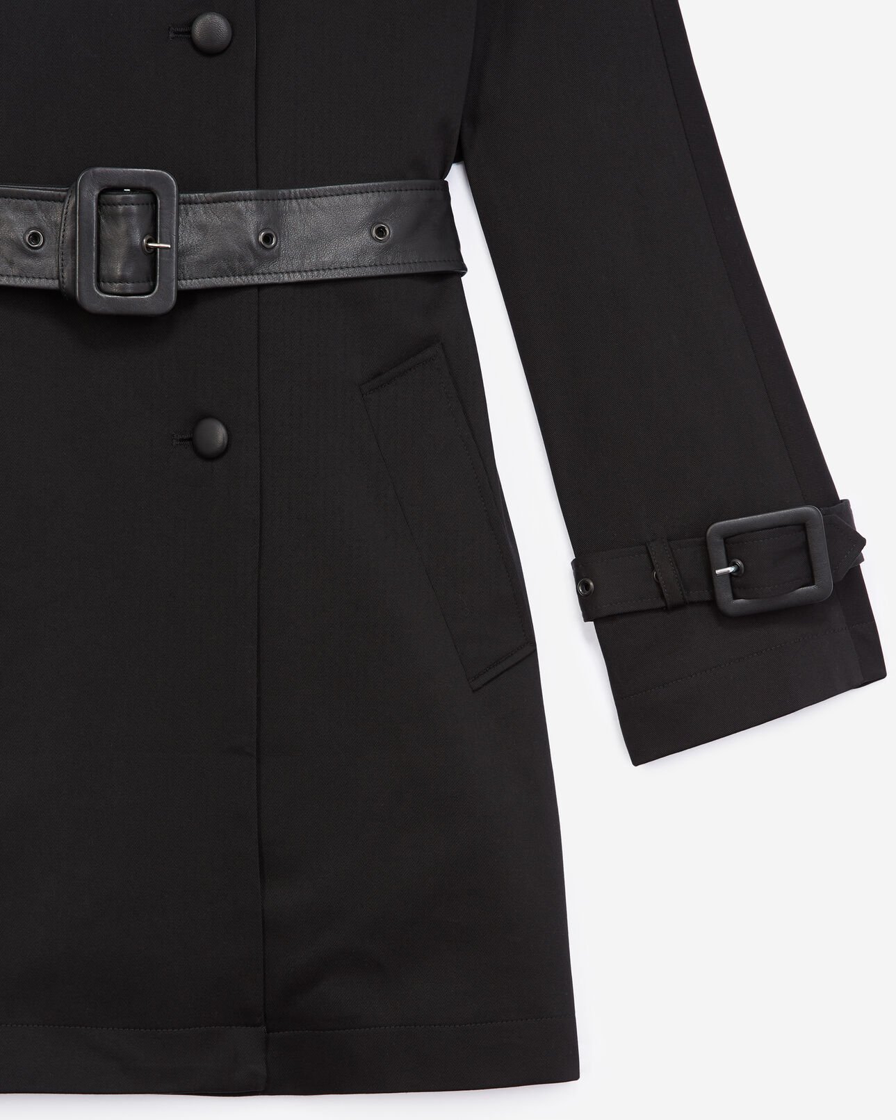 The Kooples WOMEN BLACK black cotton trench coat