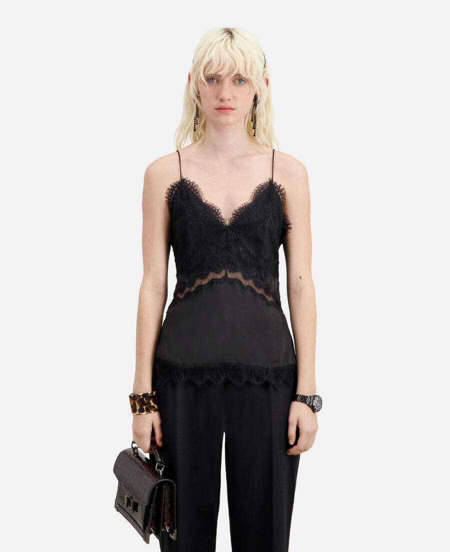 black camisole with lace details