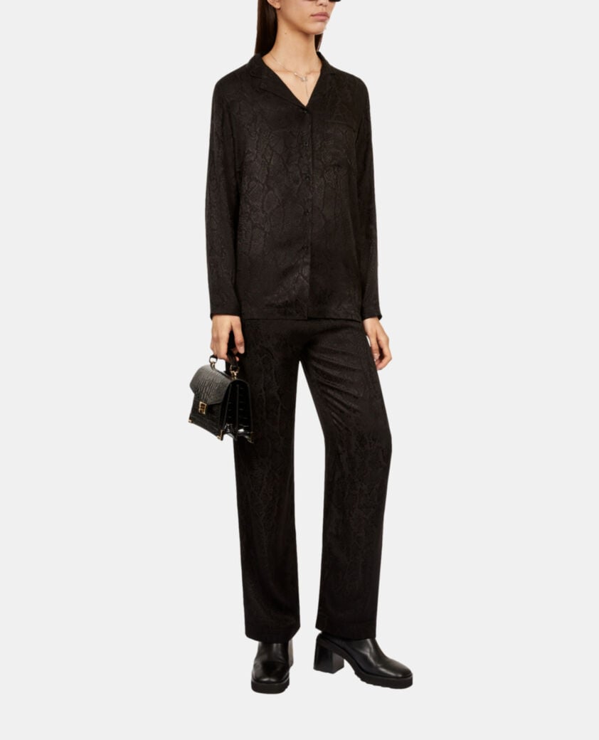 The Kooples DAMEN BLACK emily, kleine tasche in krokodiloptik aus schwarzem leder