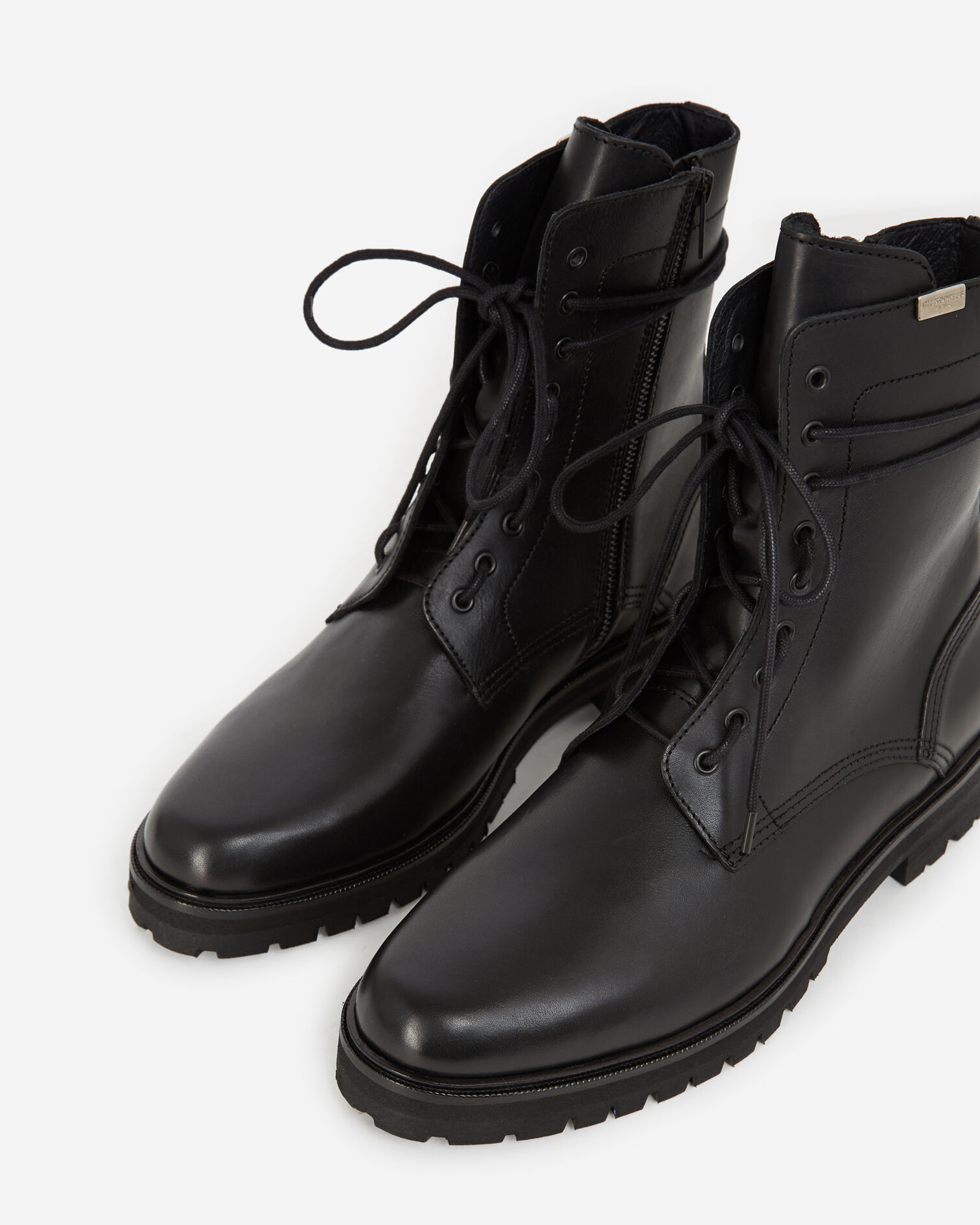 Boots schwarz Lederdetail Schnürung seitlich, BLACK, hi-res image number null