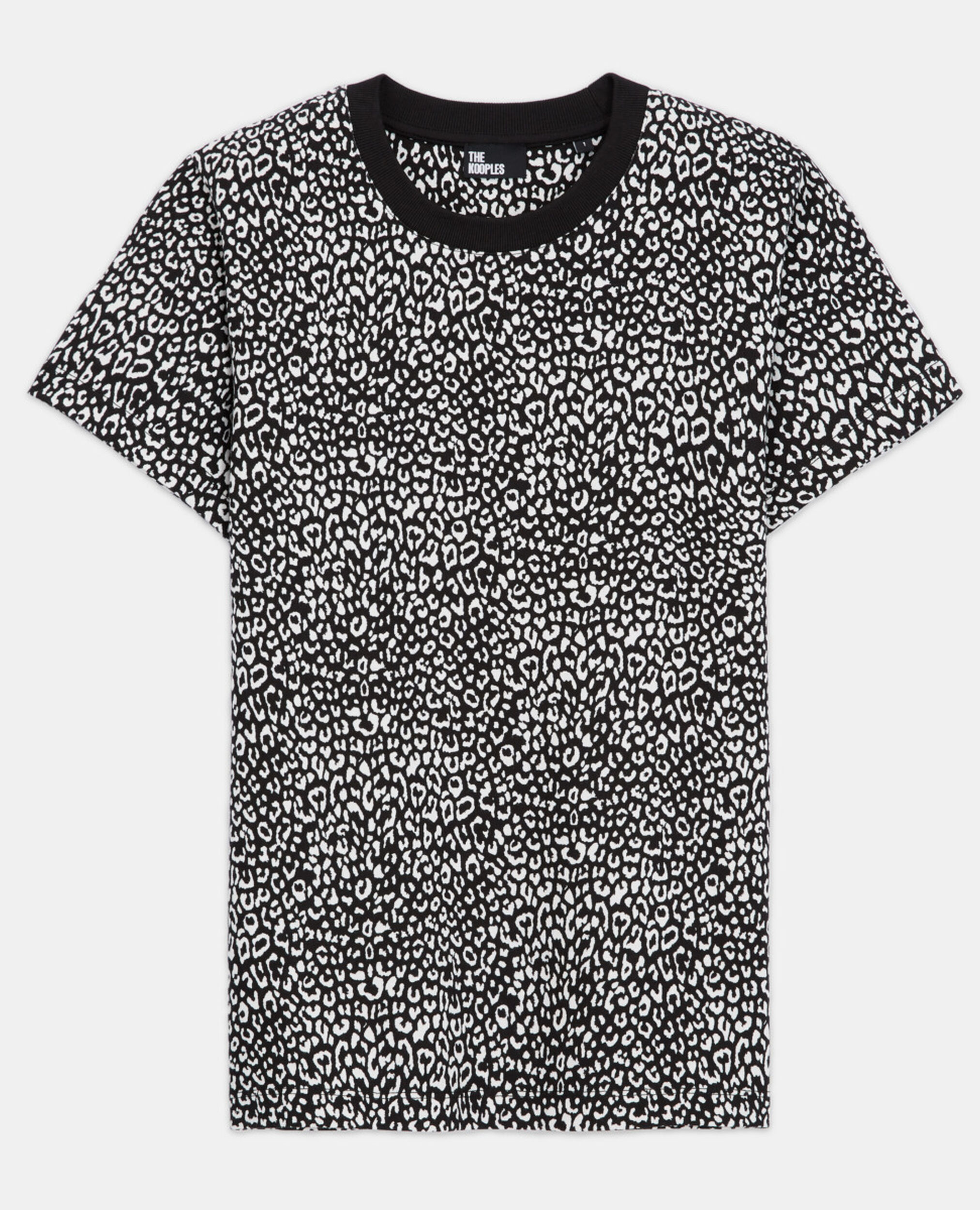 Schwarzes T-Shirt mit Leopardenmuster, ECRU, hi-res image number null