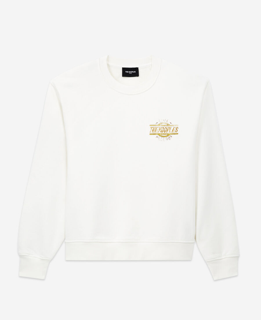 ecrufarbenes baumwoll-sweatshirt mit print