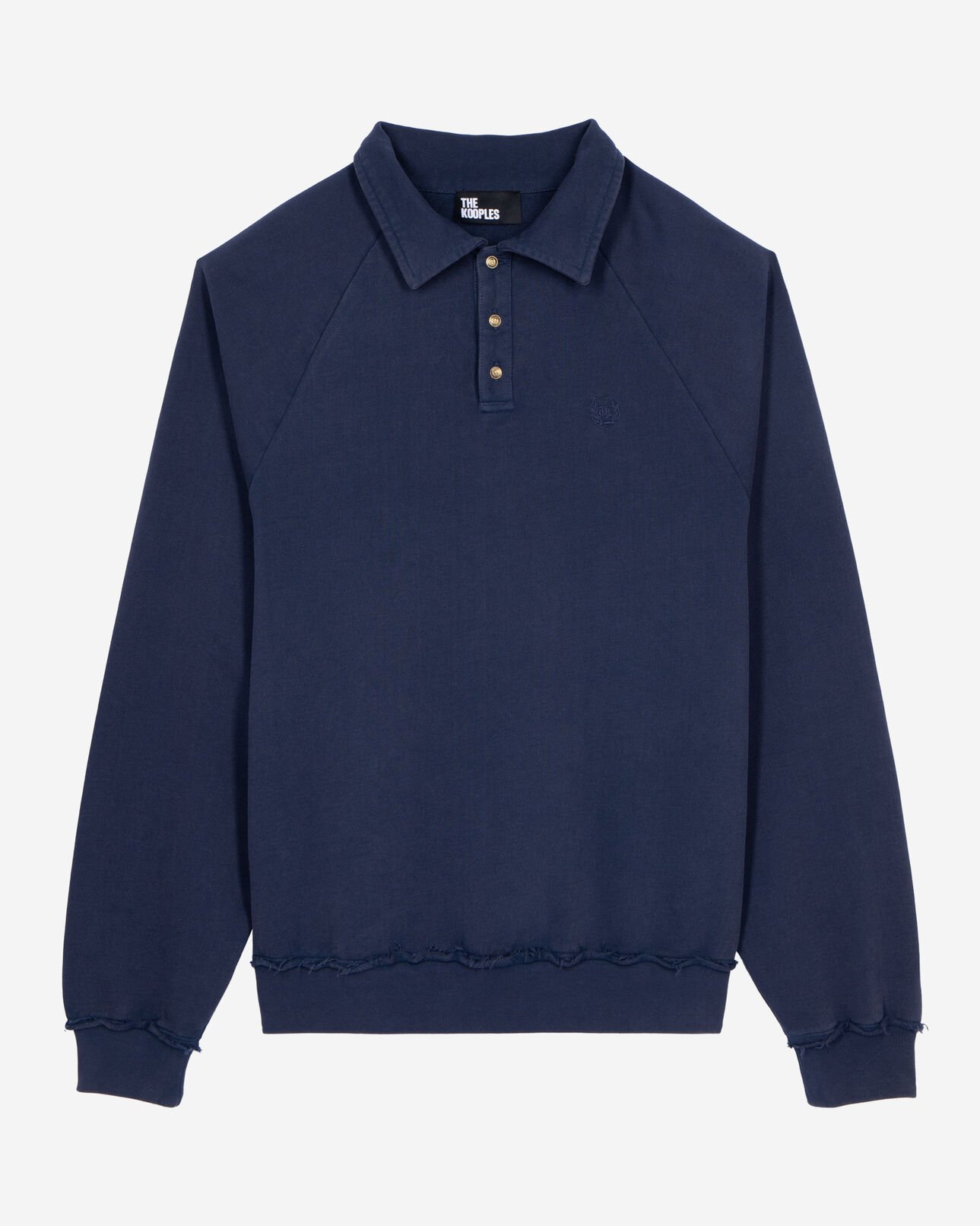 The Kooples HOMME DARK NAVY sweatshirt avec col polo bleu marine