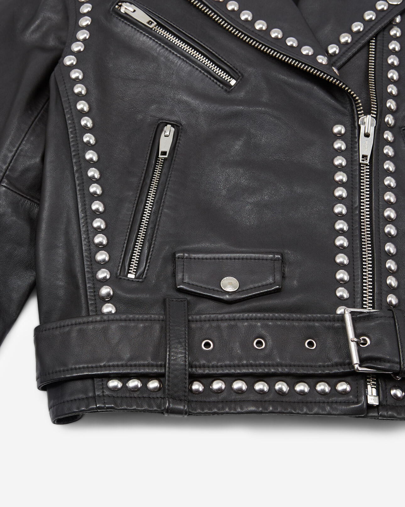 The Kooples FEMME BLACK blouson cuir noir à détails cloutés