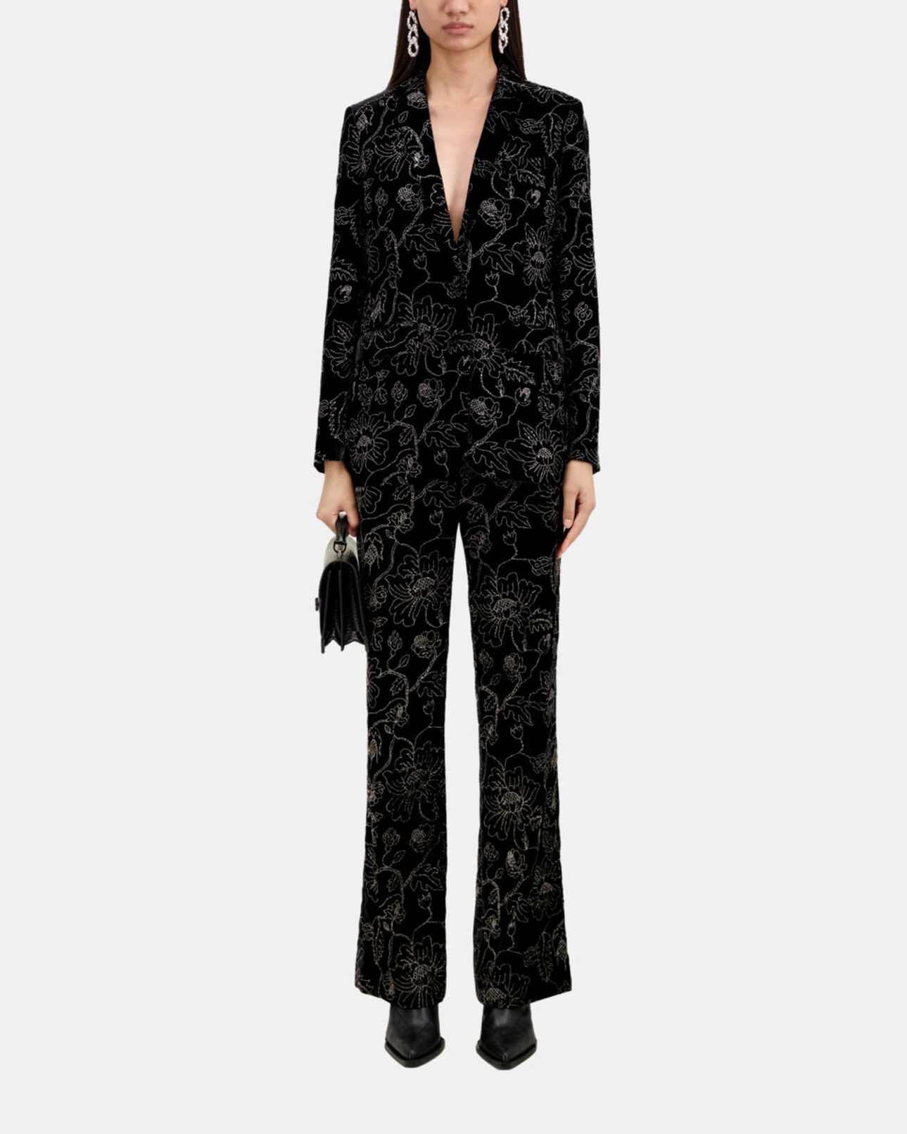The Kooples WOMEN BLACK black velvet suit jacket